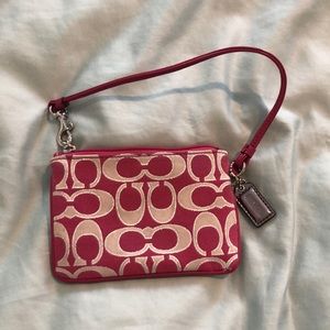Coach wristlet pink and silver & cream